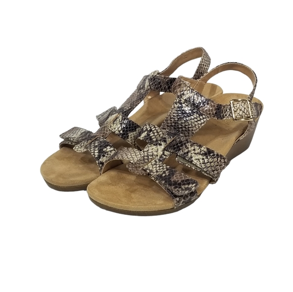 Vionic Glenda Strappy Wedge Leather Sandals In Snake Print Comfort Shoes Size 7 - Picture 8 of 11